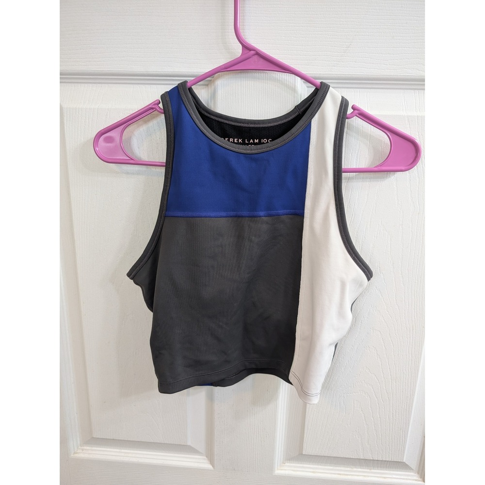 Derek Lam 10C Athleta Crop Top Womens XS Blue Grey‎ Colorblock Athletic Tank